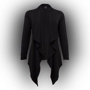 Black Ponte Drape Front Cardigan